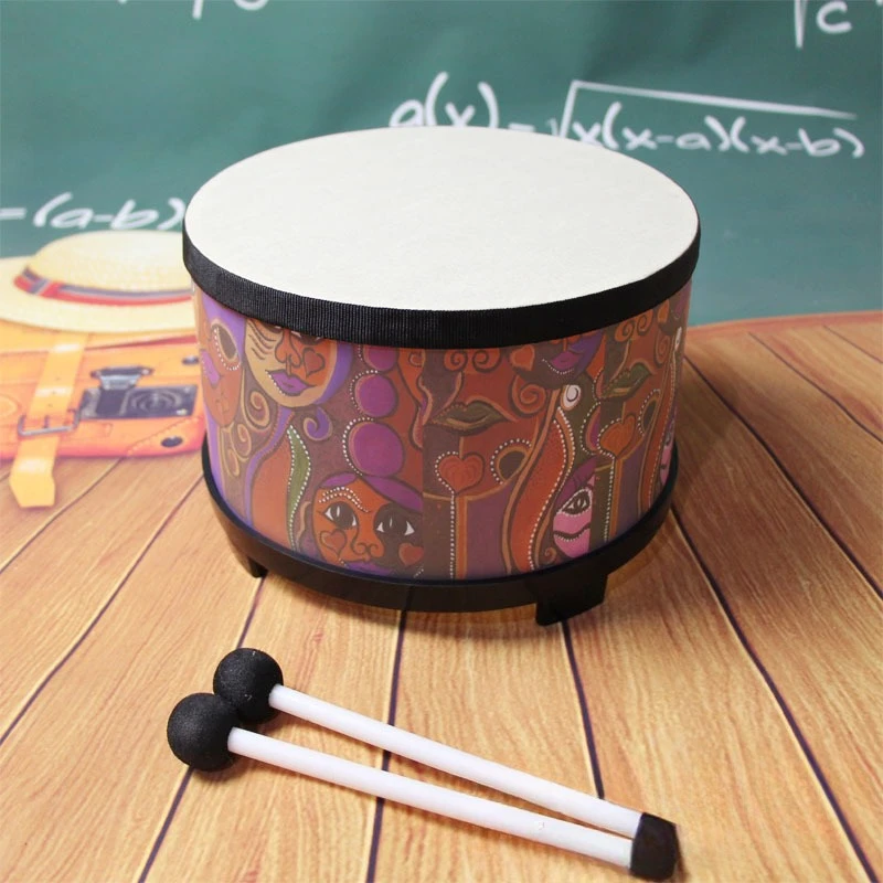 10 Inch Ground Drum Children Beginner Professional Ground Drum Sound Healing Polyester Leather Drums Small Percussion Instrument