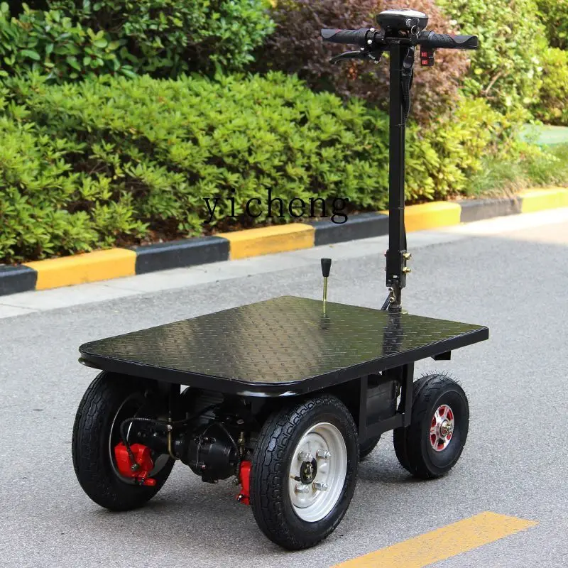 Tqh Electric Flat Truck Trolley Construction Site Cement Brick Truck Three-Wheel Cart