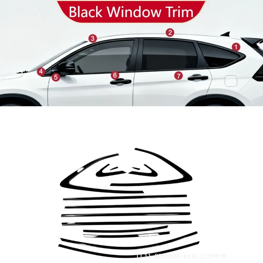 

For Honda CRV CR-V 2011-2026 Year Windows Trim Chrome Black Warrior Style Molding Body Kit Accessories
