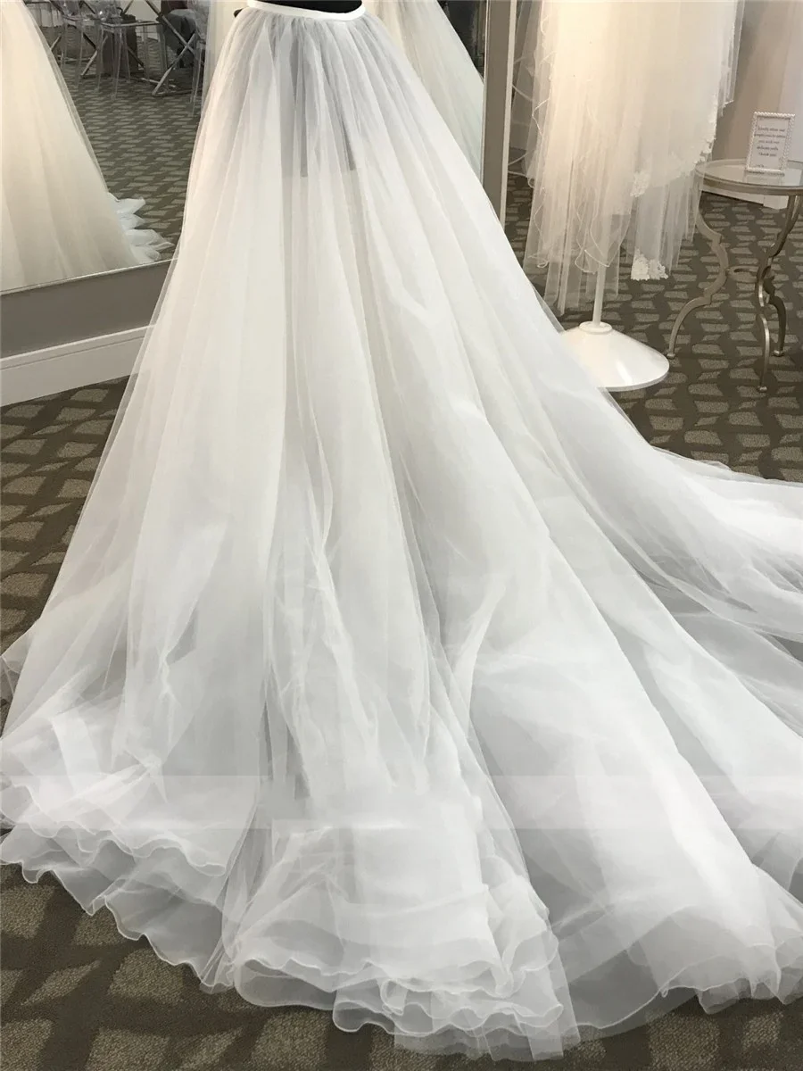 Detachable Skirt for Wedding Dress 4 Layer Tulle Chapel Train Front Slit Removable Train Bridal skirt Wedding Accessories custom