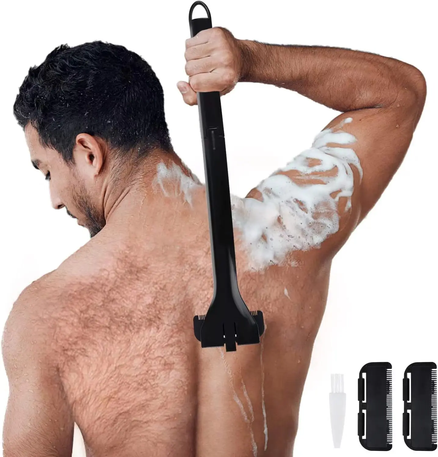 Back shaving Back manual shaver, long handle foldable replaceable knife head Back shaving clean shave