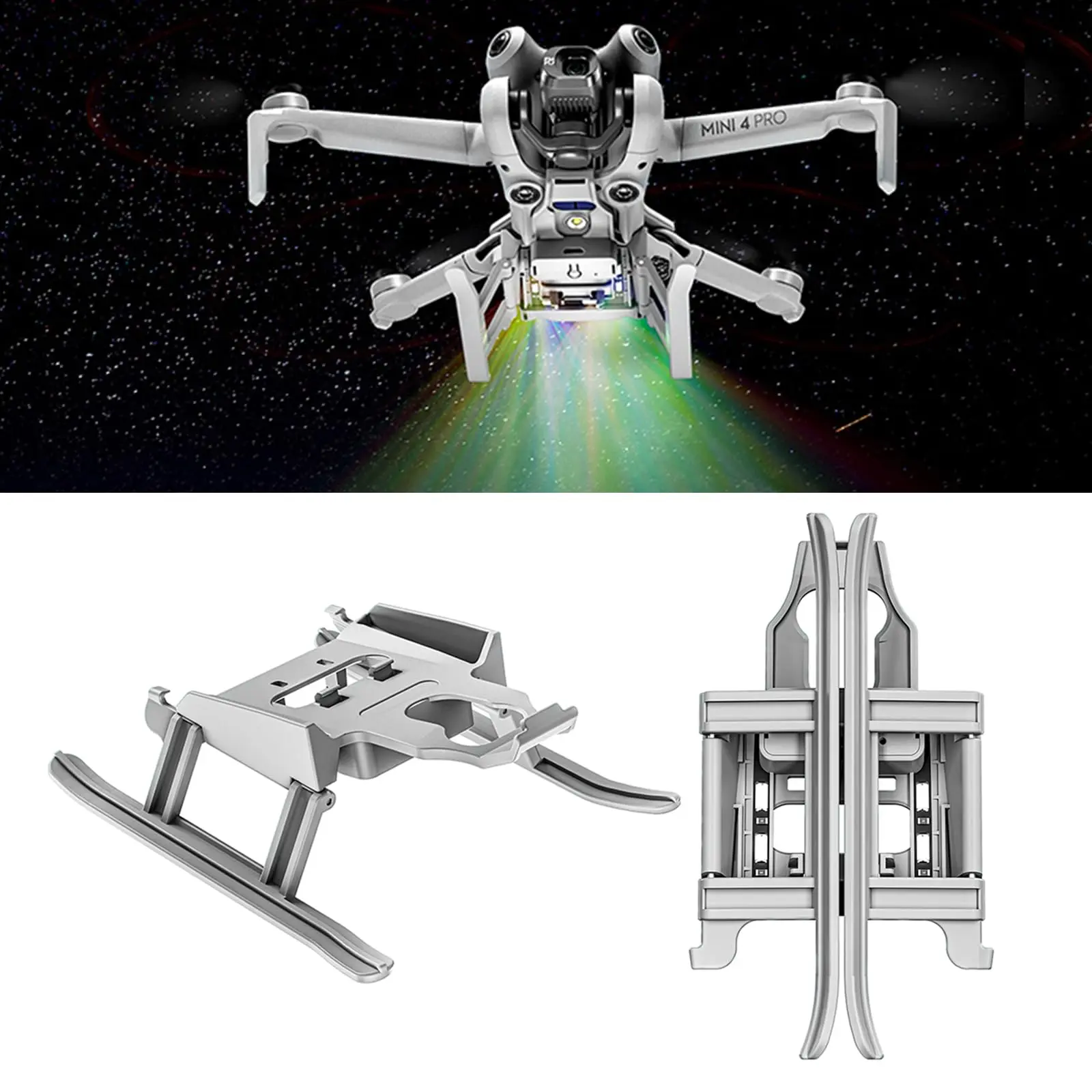 

LED Landing Gear for DJI Mini 4 Pro Foldable Height Extension Legs Protector Rechargeable Anti-Collision Landing Skid Accessory