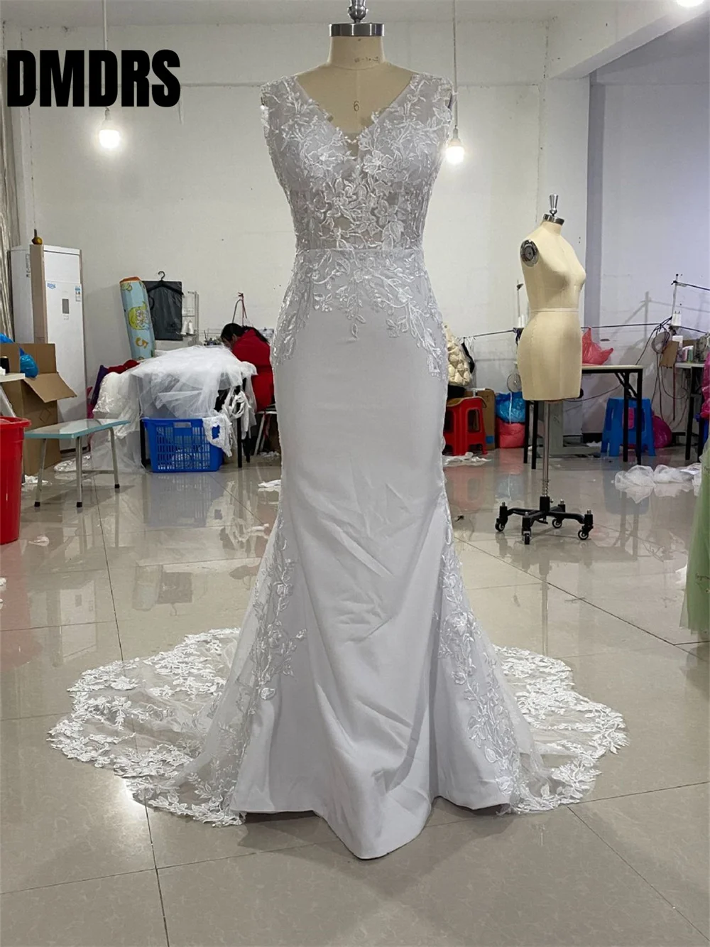 Vestido De Novia clásico sin mangas, apliques De encaje romántico, vestido De Novia elegante con cola De pez, Vestidos De Novia