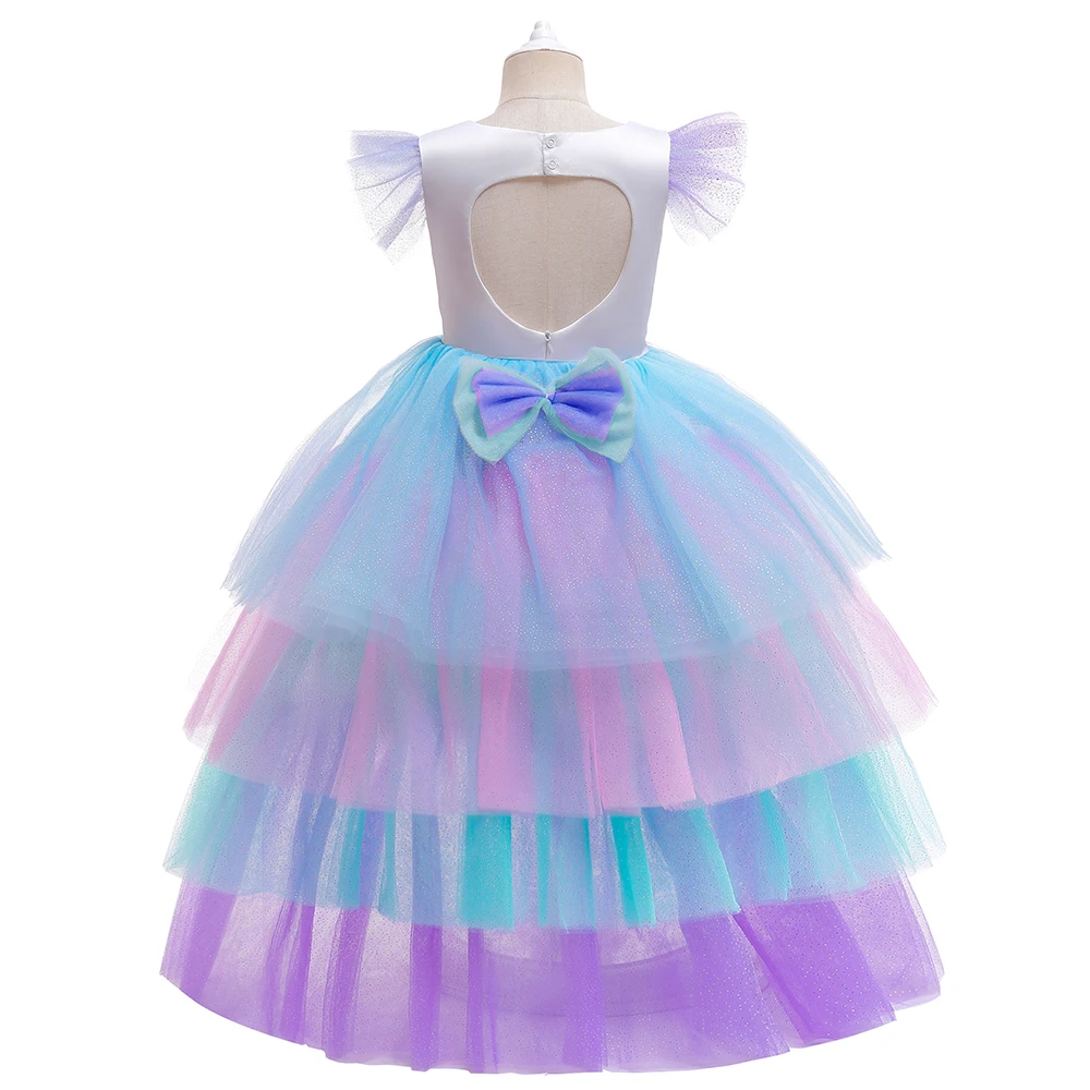 Rainbow Unicorn Girls Party Dress Cosplay Costumes Tulle Birthday Princess Kids Dresses for Girl Christmas Unicors Wedding Gown