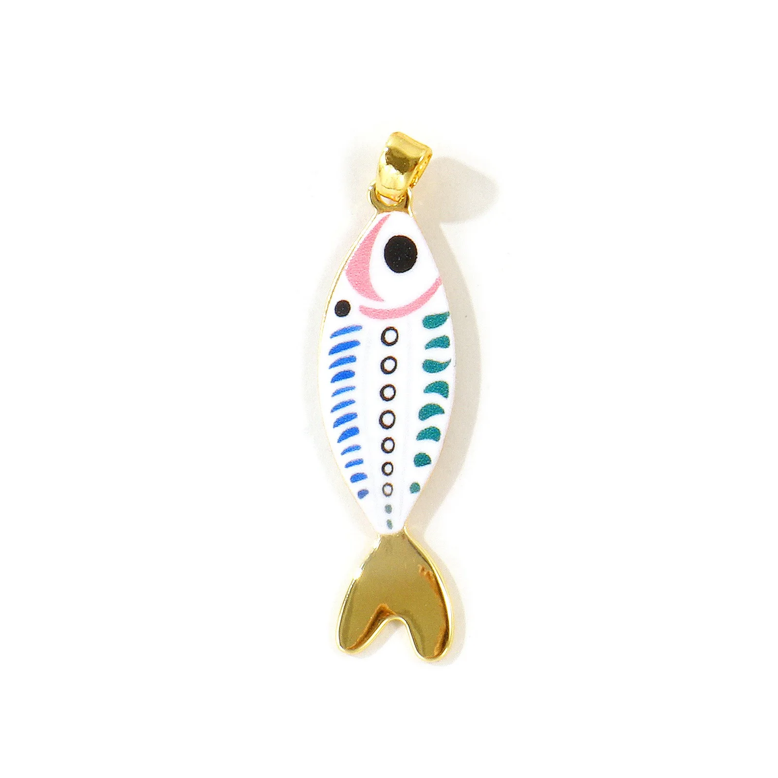 2 Stück Meerschmuck Fisch-Tier-Anhänger Beidseitig Bedruckt Mehrfarbige Emaille 18K Vergoldete Anhänger DIY Halskette Großhandel – Detail 1