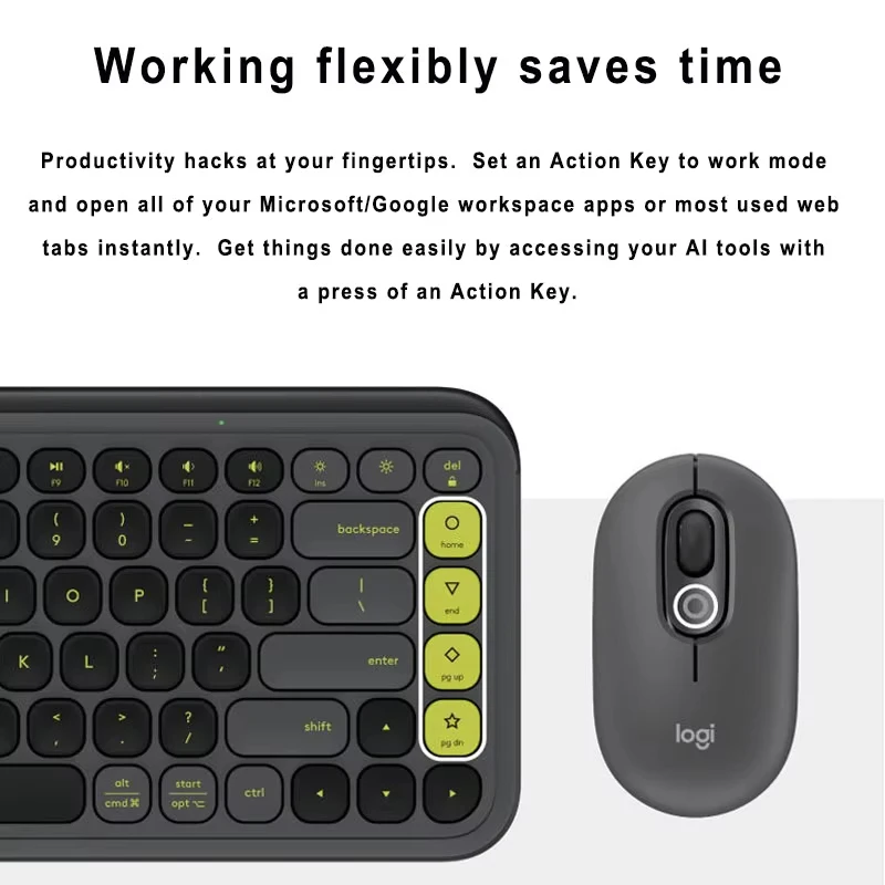 Logitech POP ICON KEYS/POP ICON COMBO Wireless keyboard Bluetooth office computer set Lightweight convenient Easily switch three