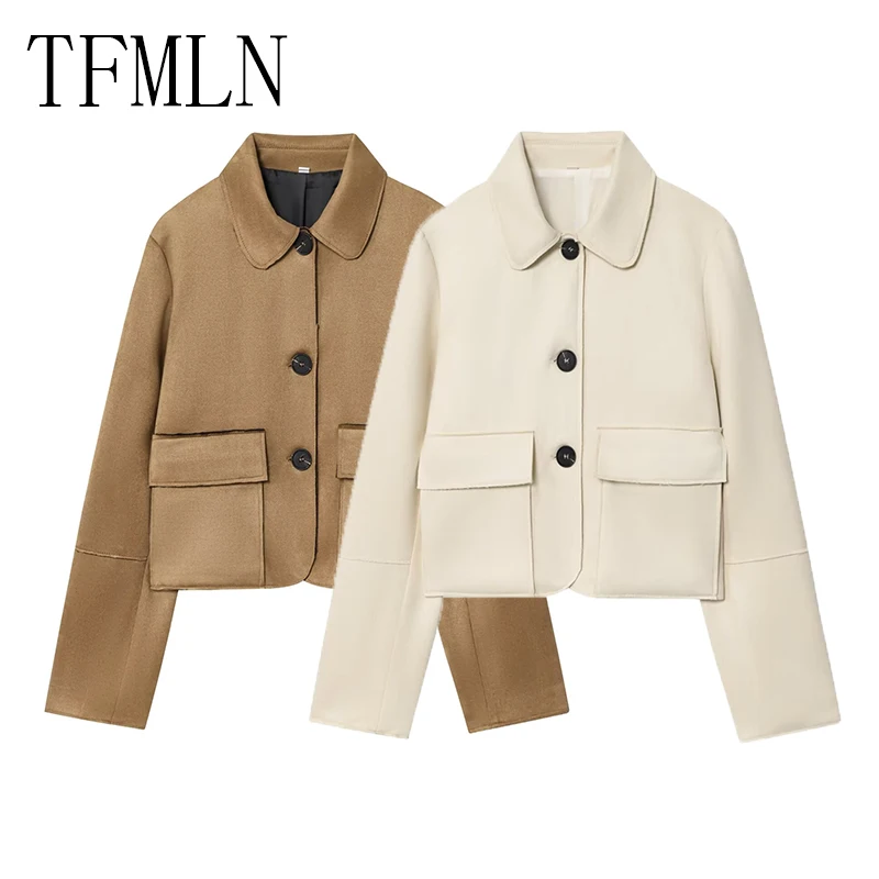 

TFMLN New Autumn Women Suede Jacket 2025 Spring Fashion Long Sleeve Single-Breasted Solid Bomber Coat Chic Lady Streetwear