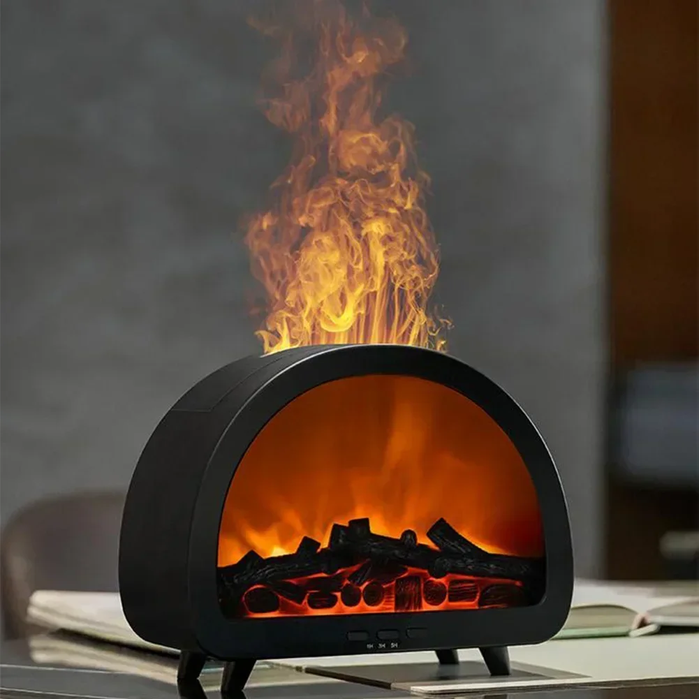 remote-controlled-aroma-diffuser-with-fireplace-flame-design-colorful-ambient-light-200ml-water-tank-and-timer-options