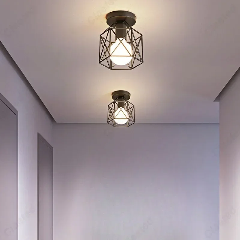 Creative and Minimalist LED Wrought Iron Ceiling Light E27 Corridor Dining Room Balcony Living Room Bar Decoration Lighting