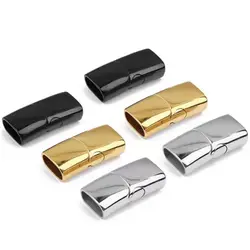 10pcs Stainless Steel Magnetic Clasps Hole 12*6mm 10*5mm 8*4mm For Leather Cord Bracelet Magnet Buckle Diy Jewelry Making Clasp