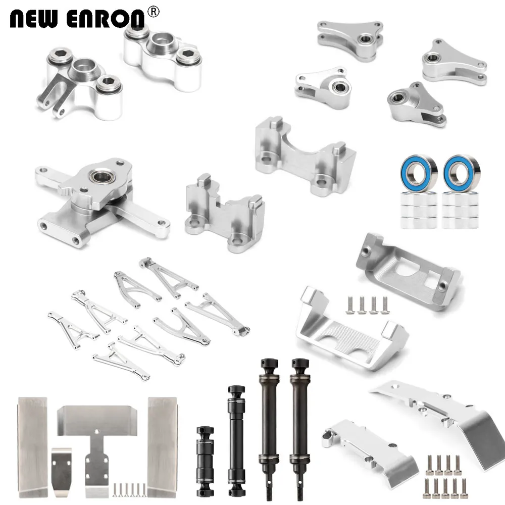 Braço de suspensão prateado de metais, eixos de transmissão cvd, montagem de direção, placa antiderrapante para carro rc traxxas mini 1/16 e-revo vxl 71076 71054