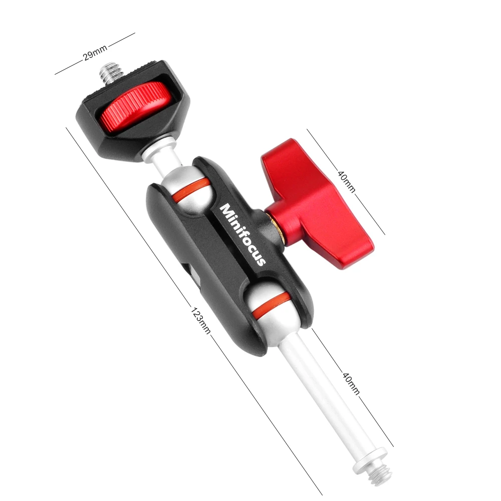 Mini brazo mágico con cabeza de bola Dual, trípode ajustable, brazo mágico con Monitor de campo de tornillo de 1/4 pulgadas, montaje para jaula de cámara, micrófono, luz LED