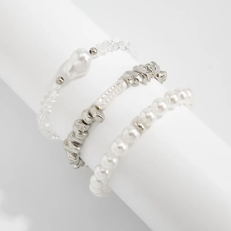New Fashion Irregular CCB Beads Bracelets For Women Vintage Imitation Pearl Chain Bracelet Set Jewelry Party Gift - view 6