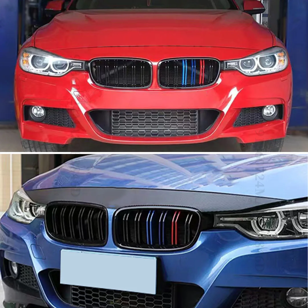 Upgrade 2 Line Body Kit Front Bumper Kidney Grill Hood Inlet Grille For BMW 3 Series F30 F31 F35 2013-2018 325i 328i 320i Tuning