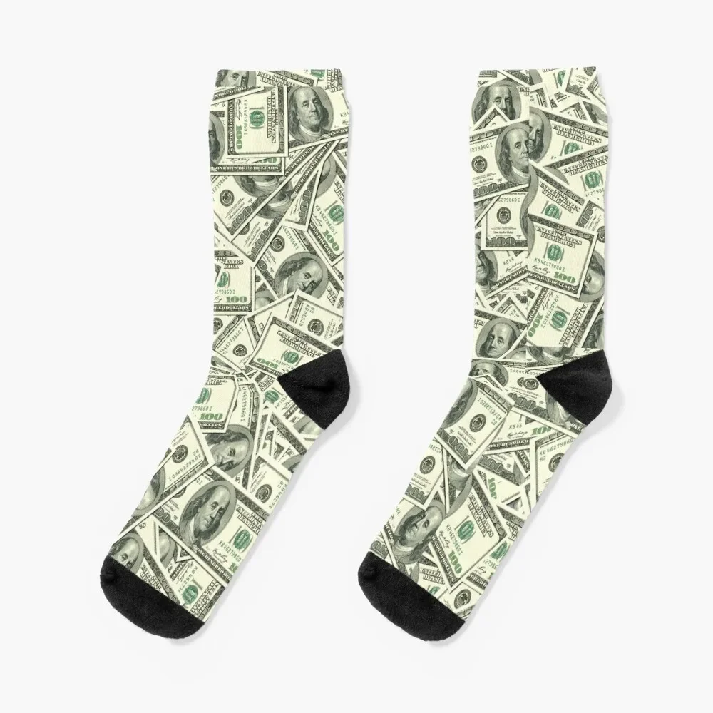 

100 US Dollars, American Dollar Bill Gift Socks professional running moving stockings Socks Male Women's