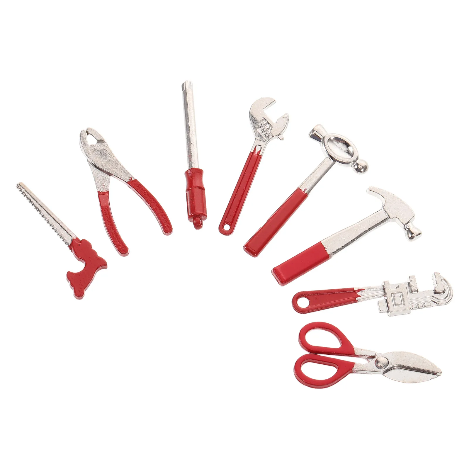 8 個ミニハンマーレンチドールハウスアクセサリーツールボックスミニチュアおもちゃミニチュア合金食品ツール