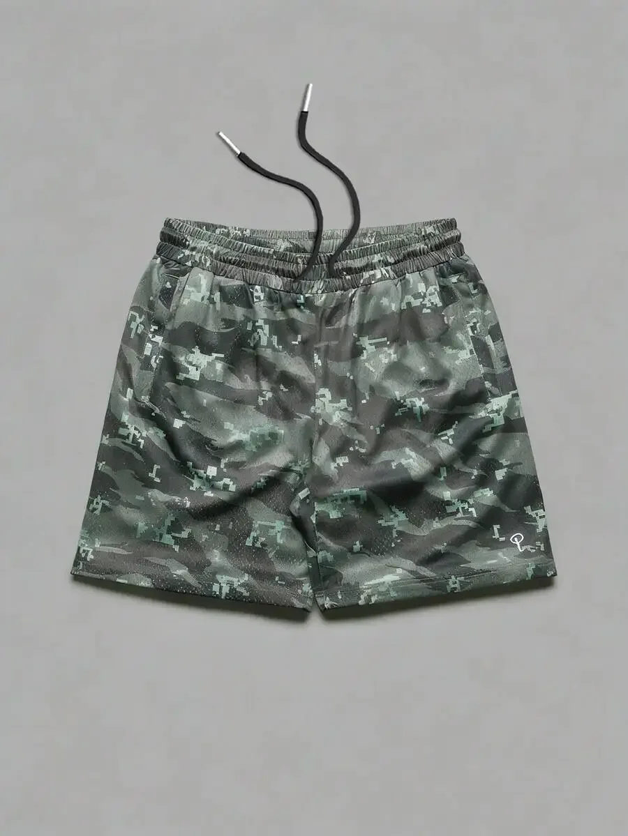 Mens Camouflage Print Casual Shorts With Drawstring Waist