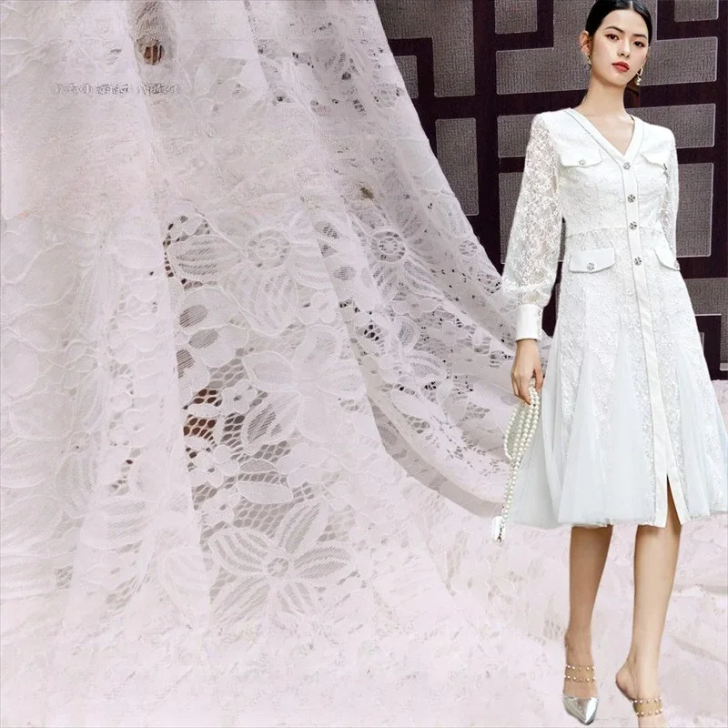 

High elasticity lace jacquard fabric for cheongsam wedding dress stage drapery curtain tablecloth and decorative net fabric