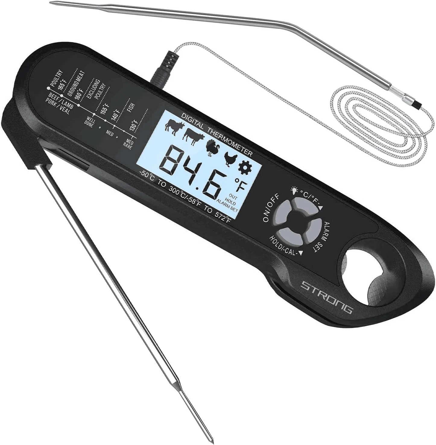 Meat Thermometer Digital Food Thermometer with 2 Probes, Waterproof Instant Read Cooking Thermometer for BBQ