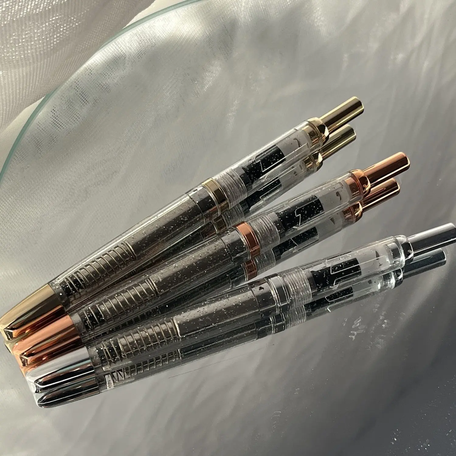 

Limited Color! JINHAO 20 Fluorescent Transparent Gold Clip Fountain Pen EF F Nib Ink Pen with Converter School Office Stationery