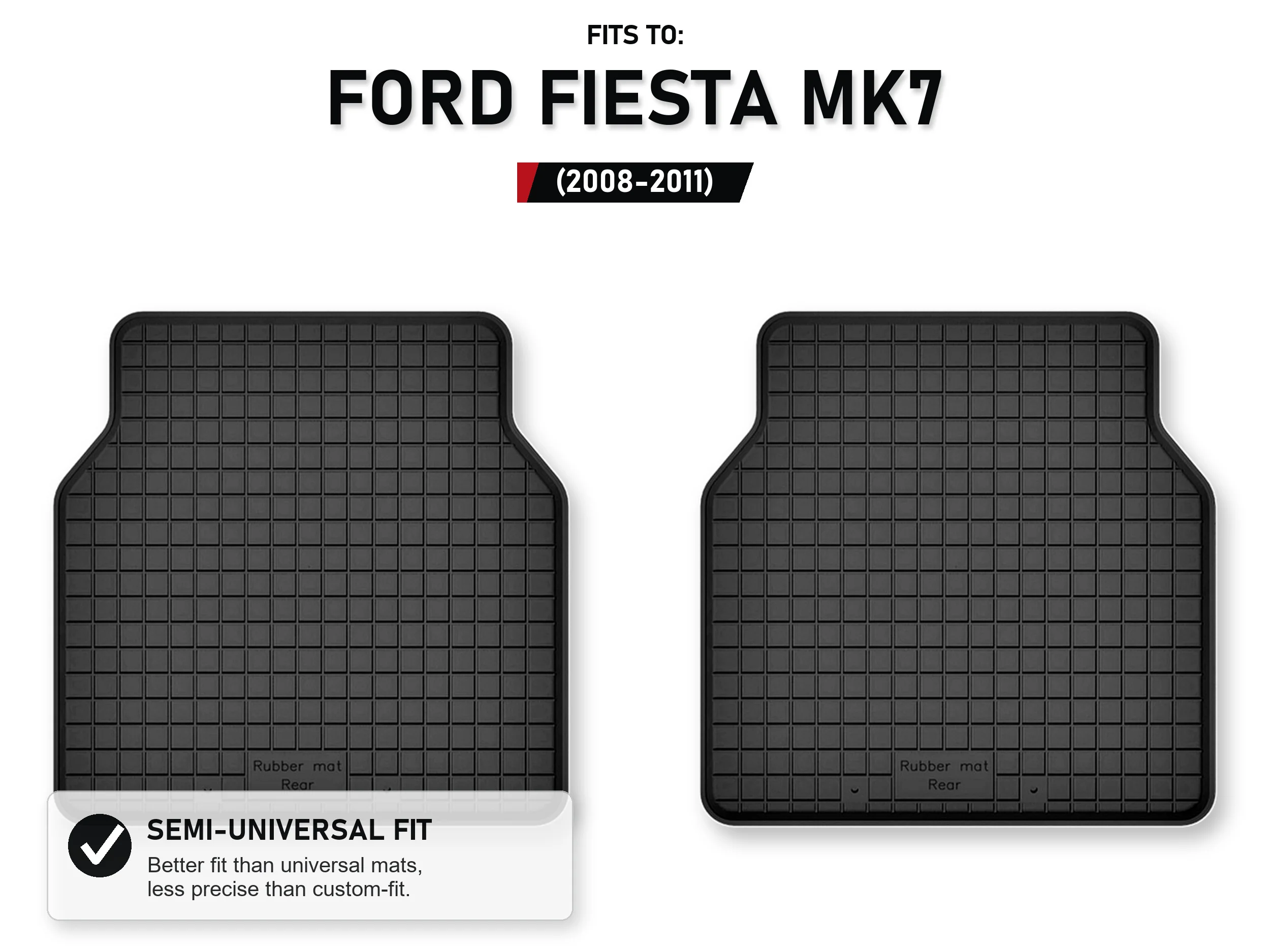 Rubberen bakmatten achteraan voor: Ford Fiesta Mk7 2008-2011, 2 stuks