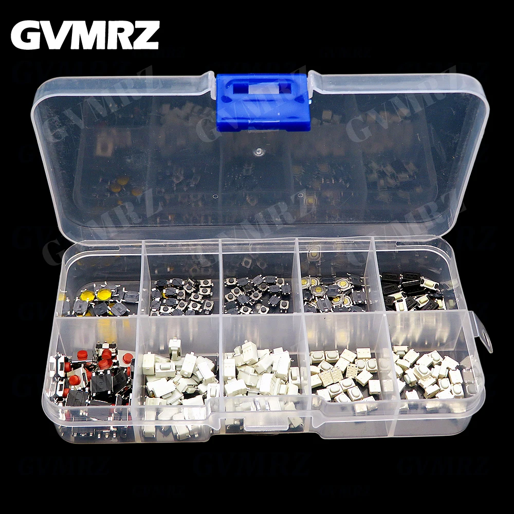250 pçs micro tátil botão interruptor sortido kit 2p 4 pinos smd pcb momentâneo auto-reset carro interruptor de controle remoto reparação