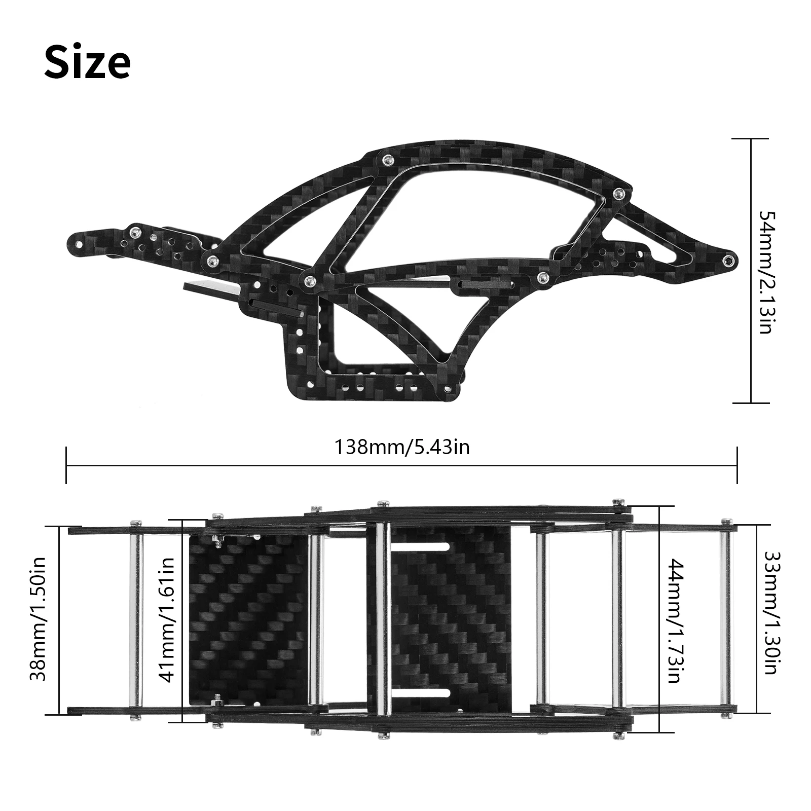 INJORA Kangaroo Carbon Fiber Chassis Frame Kit For 1/24 RC Crawler SCX24 Deadbolt Jeep JLU C10 Bronco (SCX24-165)