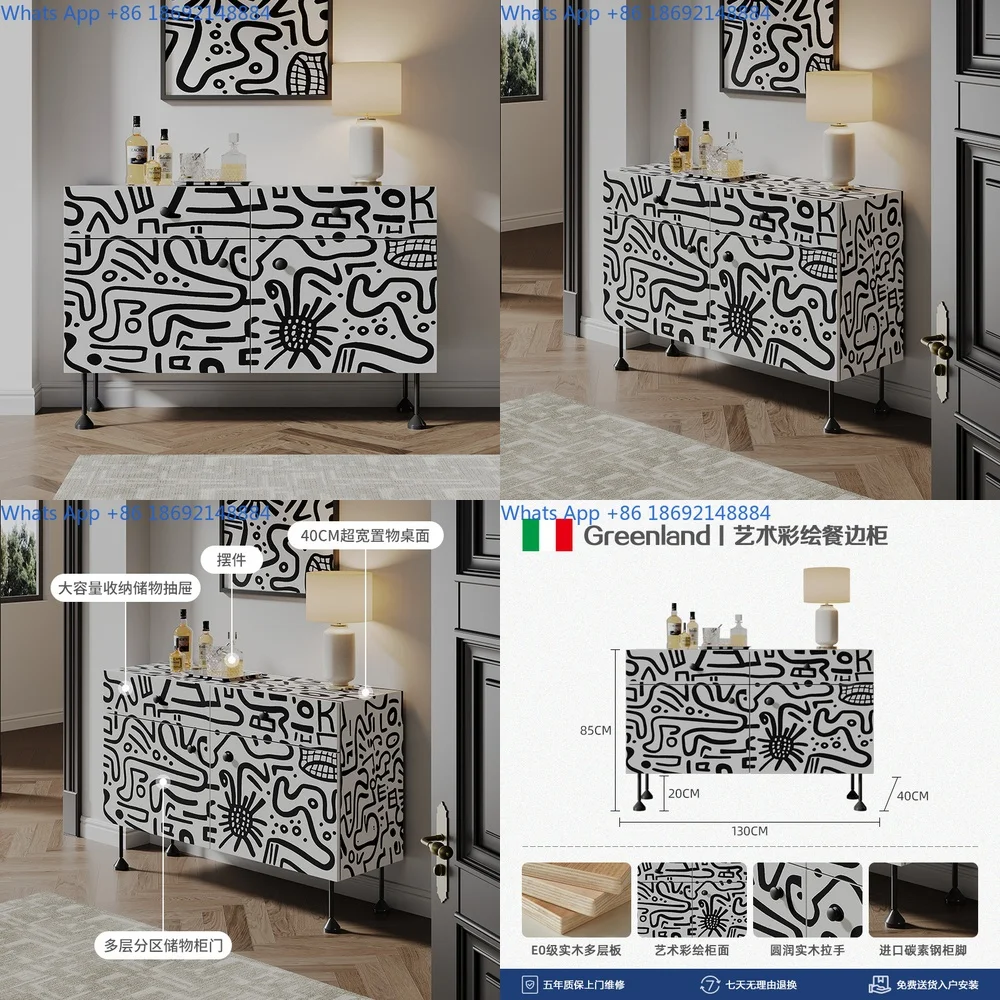 

French style painted solid wood sideboard living room storage cabinet with drawer