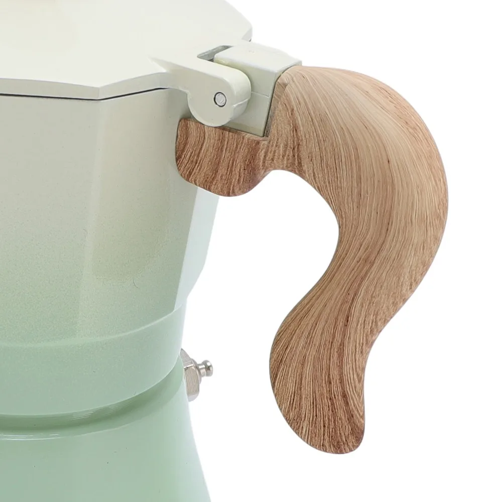 150ml Capacity Stovetop Coffee Maker Aluminum Construction Gradient Green MokaPot Single Valve Gradient Pink Cuban Coffee Maker