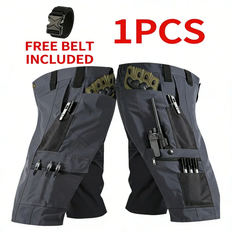 

Мужские тактические рабочие шорты - повседневные шорты - легкие, быстросохнущие, дышащие, с множеством карманов (включая карман для ремня)