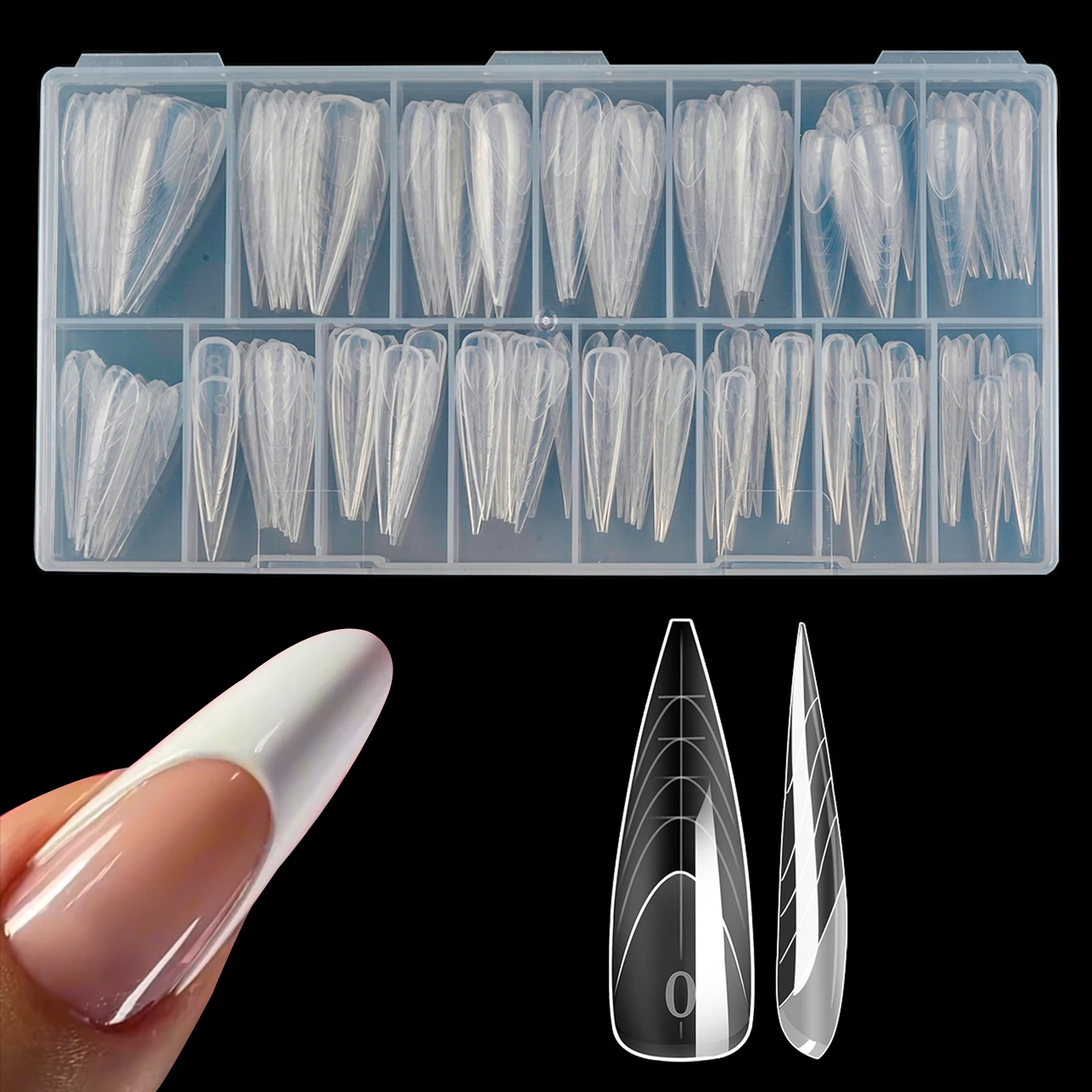 75/150 قطعة أظافر خنجر فرنسية مزدوجة الشكل إدراج كبسولة Ongle عكس المزدوج شكل علوي تمديد مسمار شكل مزدوج نصائح لصالون #1
