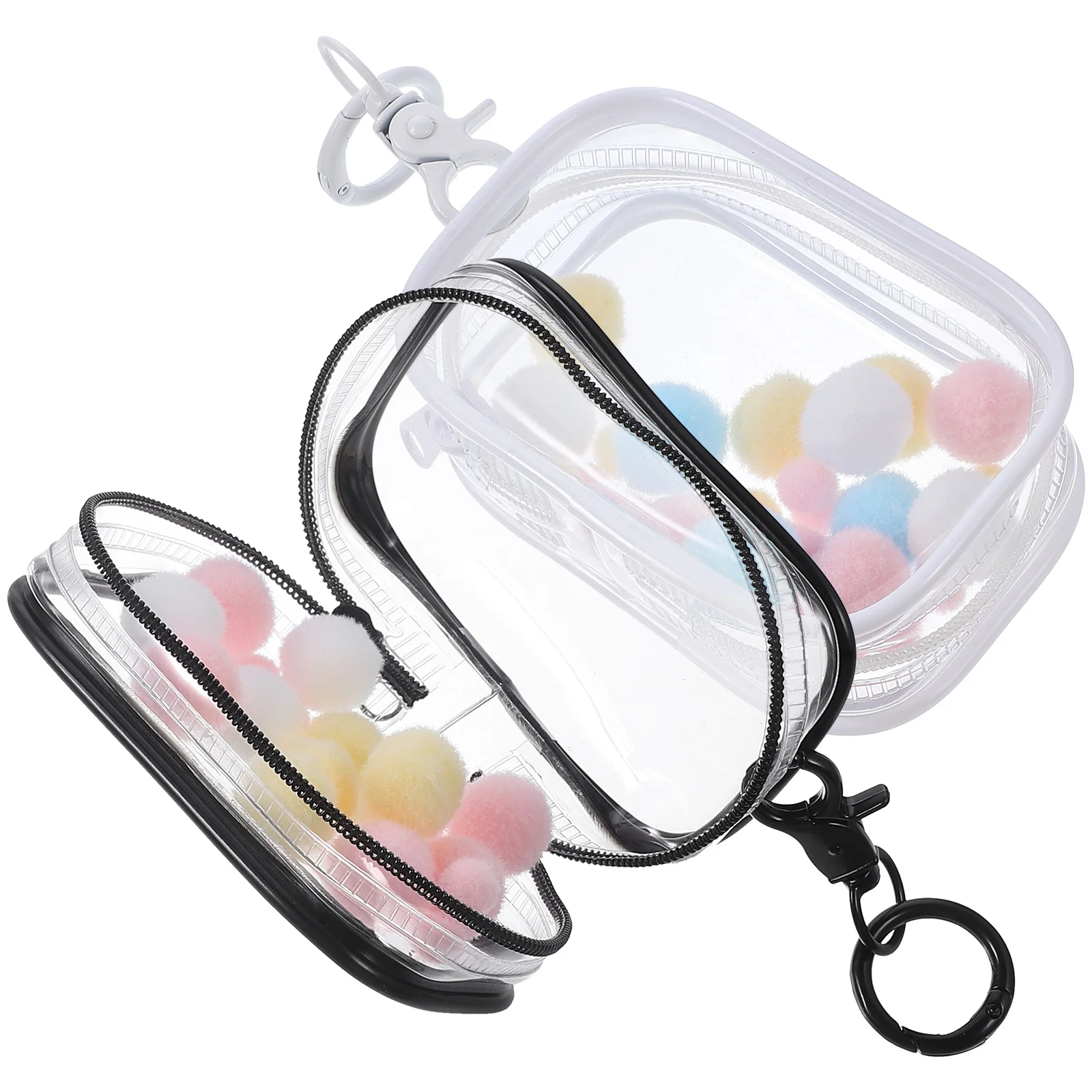 

2 Sets Clear Figure Display Bag with Keychain Portable Small Storage Bag Collectibles Display Case