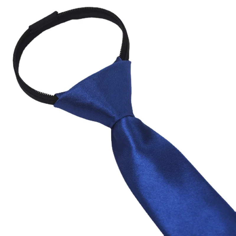 Corbata con cremallera preatada para hombre, corbatas ajustadas con cremallera de 5cm, Color rojo, negro, azul, sólido, Delgado, estrecho, fiesta de entretenimiento