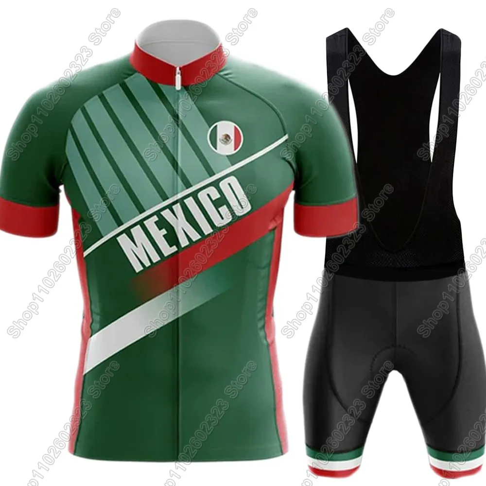 

Комплект велосипедного трикотажа национальной сборной Мексики 2025 года, летняя одежда для велосипеда, рубашки для шоссейного велосипеда, костюм, шорты нагрудник для велосипеда, MTB Ropa Maillot