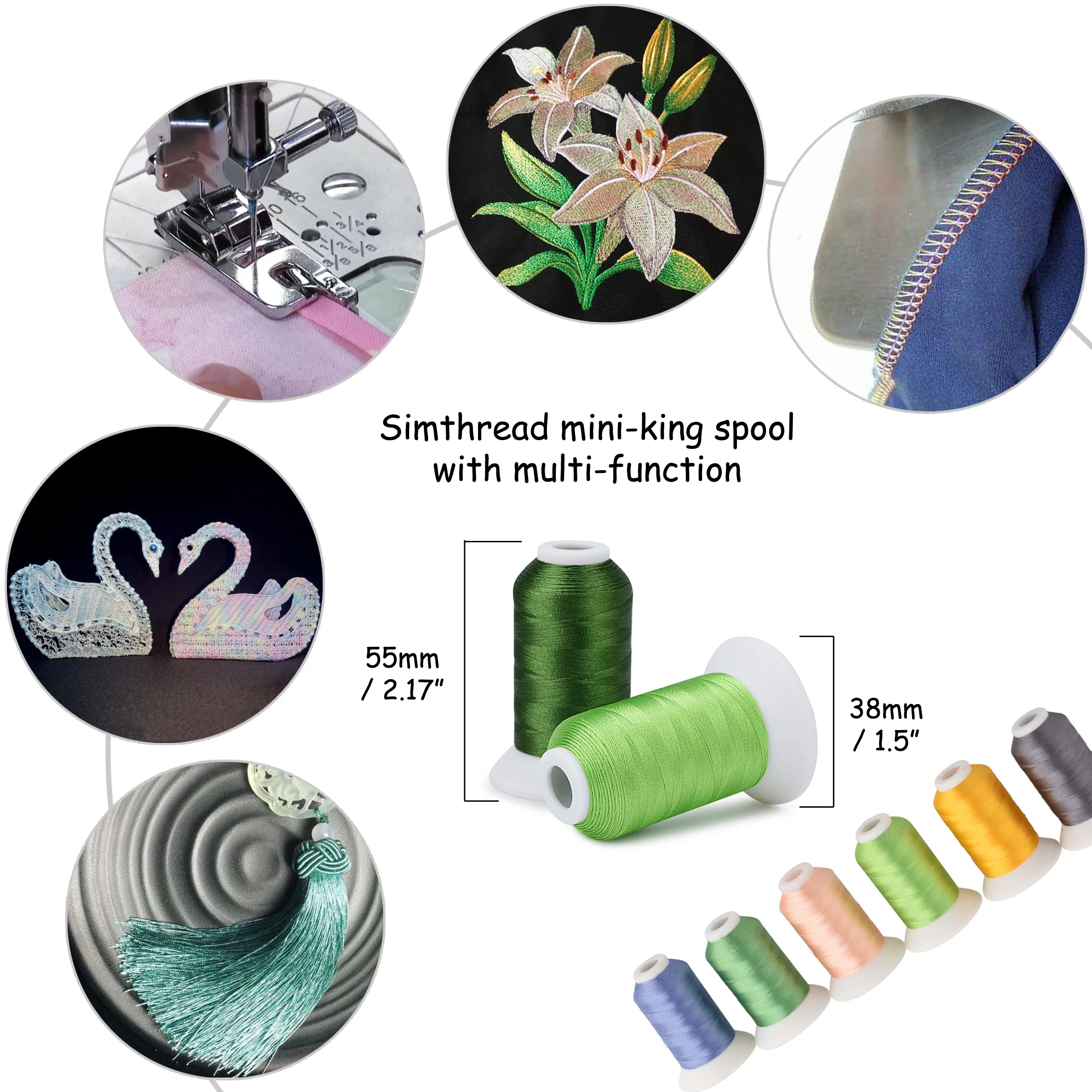 Simthread 120 Assorted Colors 100% Polyester Embroidery Machine Thread 1000M/Spool Free Shipping