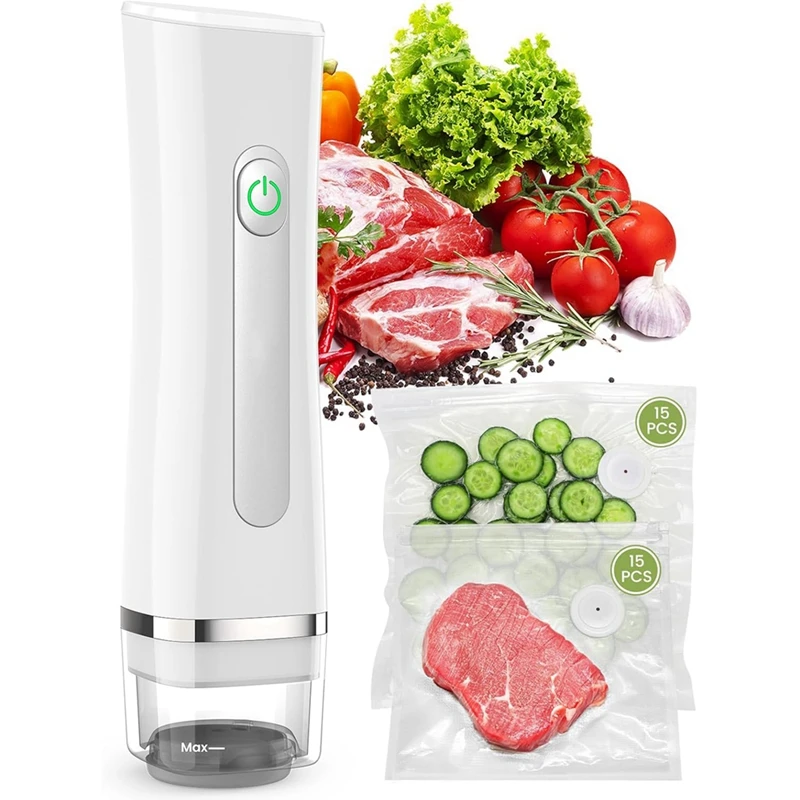 AAAN-Vacuum Sealer Vacuum Sealer For Food Handheld Vacuum Sealer Compact Vacuum Sealer With 30 Reusable Vacuum Seal Bags