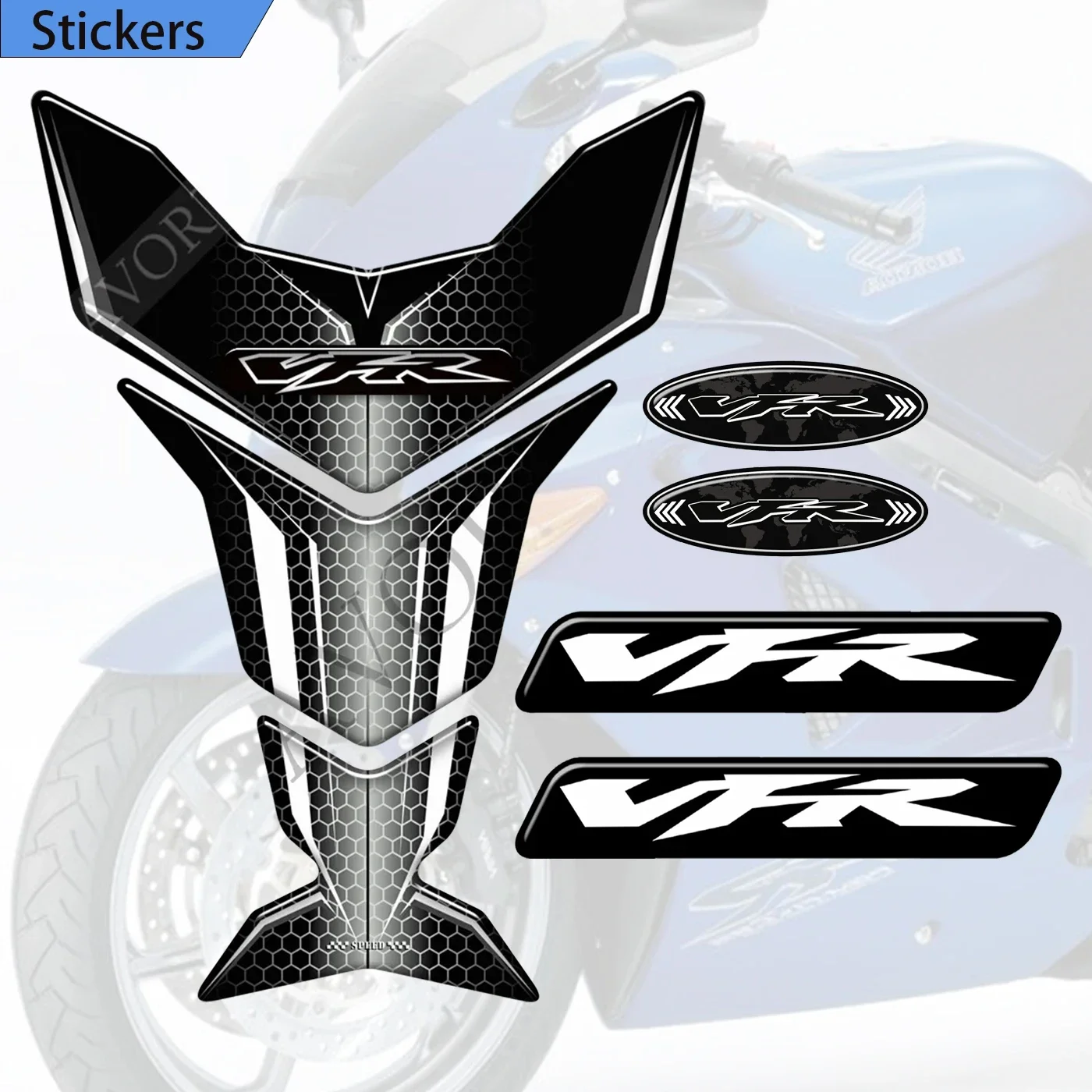 

Protector Tank Pad Fuel Oil Kit Knee Decal Stickers For Honda VFR 400 600 700 750 800 1200 X F VFR800