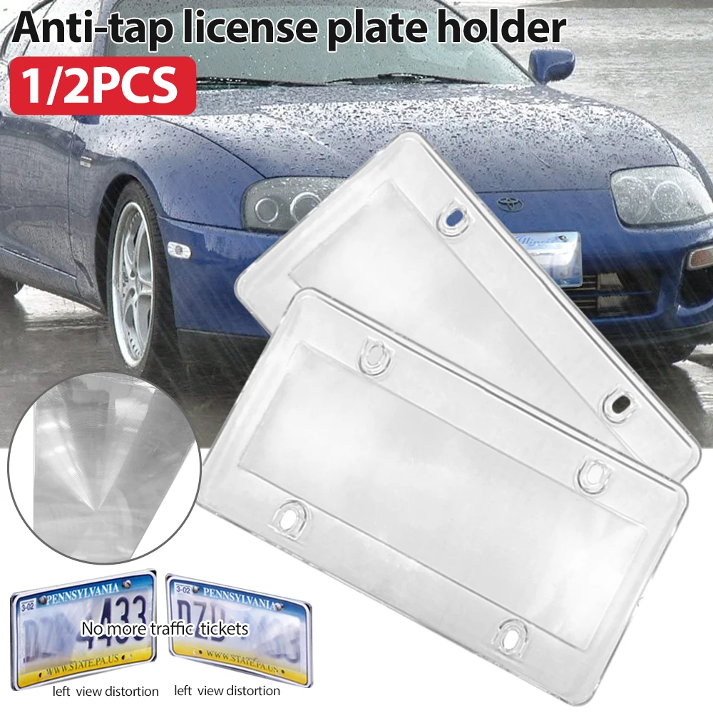 1/2 Pack Clear License Plate Tag Frame Covers Shields Protector for Car/Truck