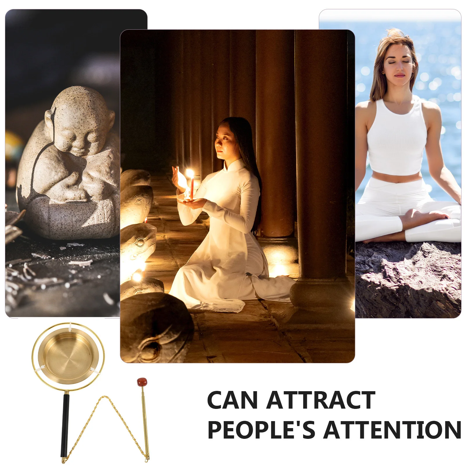 البوذية توريد النحاس يين تشينغ تصميم جميل مقبض قوي الدعامة الزخرفية للاحتفالات جرس بوذا آلة موسيقية