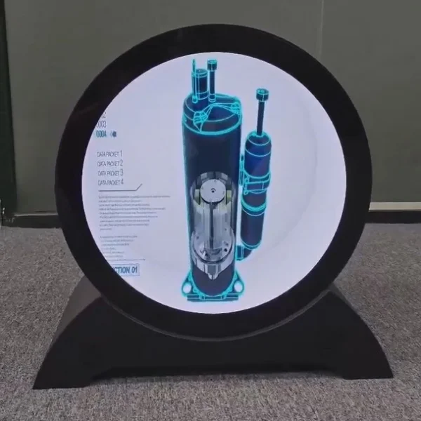 Custom 15.7 Inch Round Type Lcd Transparent Display 1080P Circular Lcd Transparent Panel 3D Effect Showcase