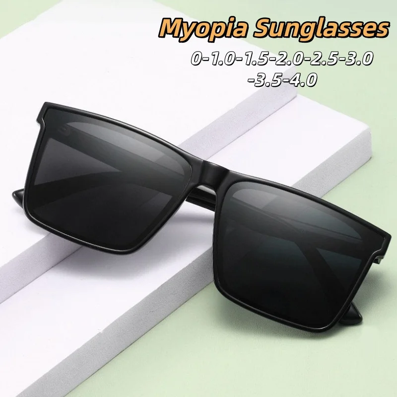 

High-end Fashion Square Frame Myopia Sunglasses Woman Luxury Comfortable Sun Protection Eye Protection Glasses 0 To -4.0