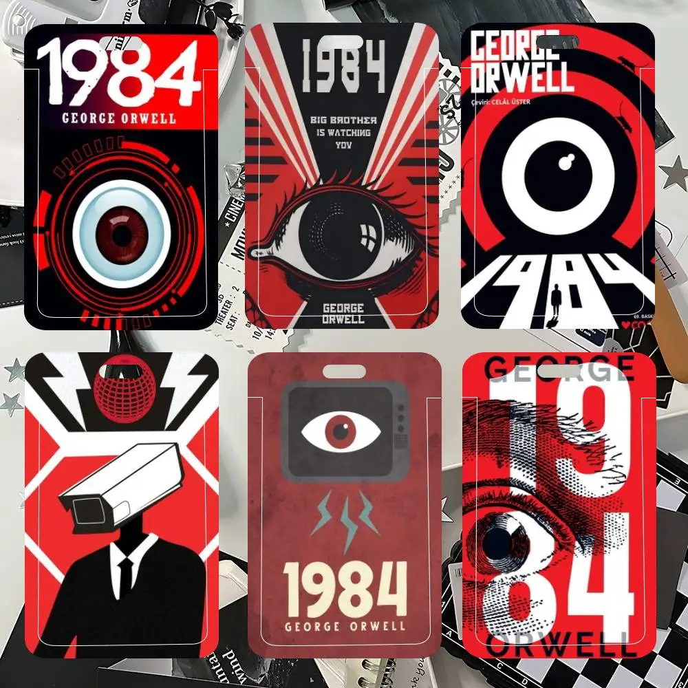 Porta Tarjetas de Identificación con Correa para el Cuello, Diseño de George Orwell 1984, Porta Credenciales, Llavero, Regalo