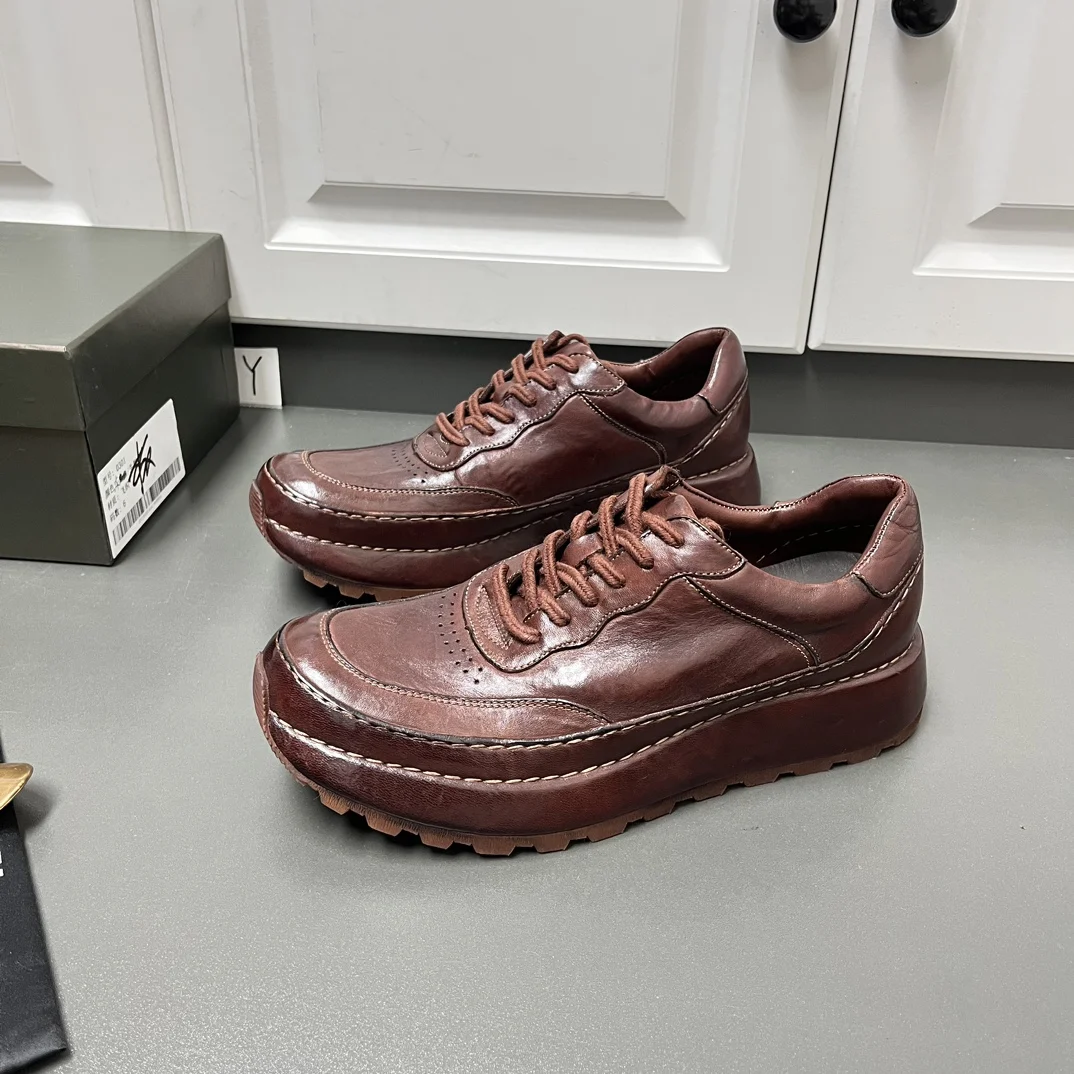 Berlu novos sapatos derby feitos à mão de couro masculino plataforma de alta qualidade sapatos casuais da moda