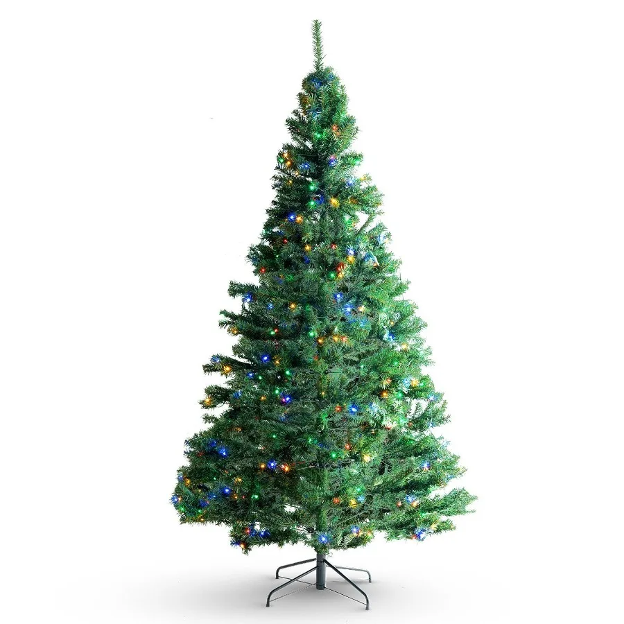 

Christmas Tree 6.5ft Prelit Artificial Xmas Tree Full Holiday Dr Tree with 450 MultiColor LED Lights 1227 Branch Tips Metal Ba