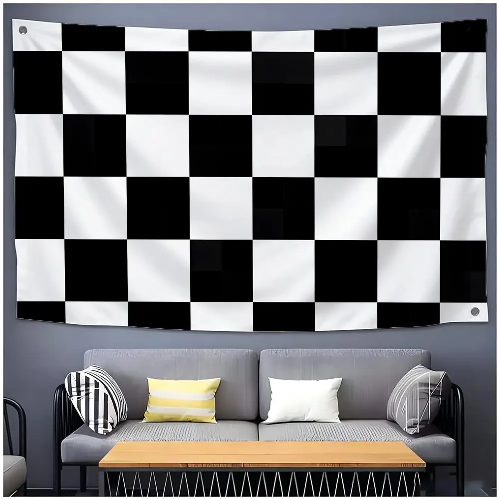 Flag Racing Checkered Racing Flags Daily Four Ring Borderless Design Indoor Outdoor Decor Easy to Hang Install
