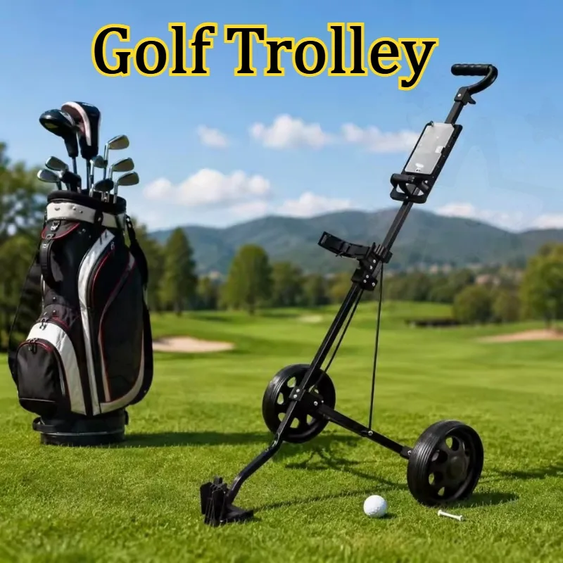 Foldable Two‑Wheel Golf Trolley Iron Construction Portable Hand Push Pull Golf Cart For Golf Course