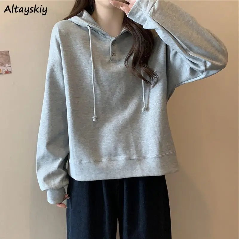 

With Hat Hoodies Women Loose Spring Students All-match Korean Style Tender Breathable Simple Stylish Creativity Daily Temper