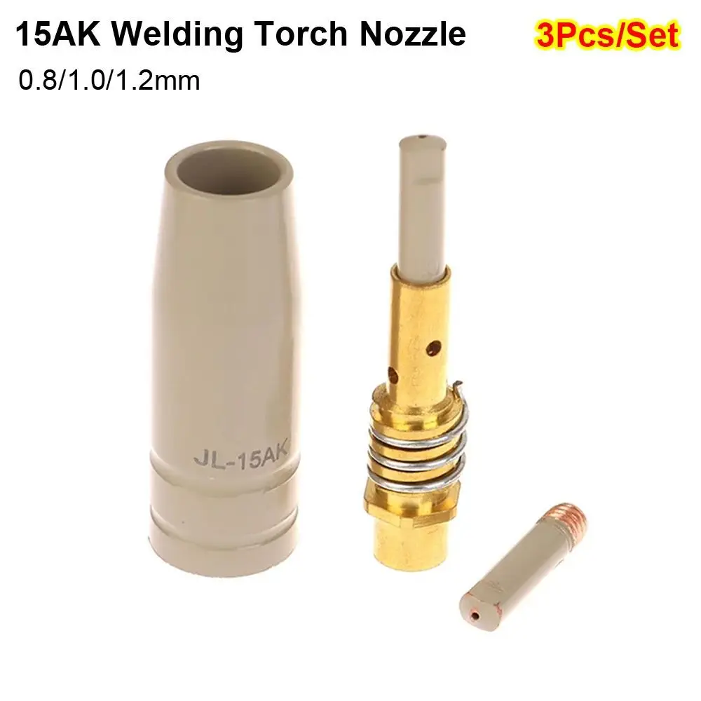 3Pcs/Set 0.8/1.0/1.2mm 15AK Welding Torch Nozzle New Coating Protection MIG Torch Nozzle Tip Aviation Aluminum