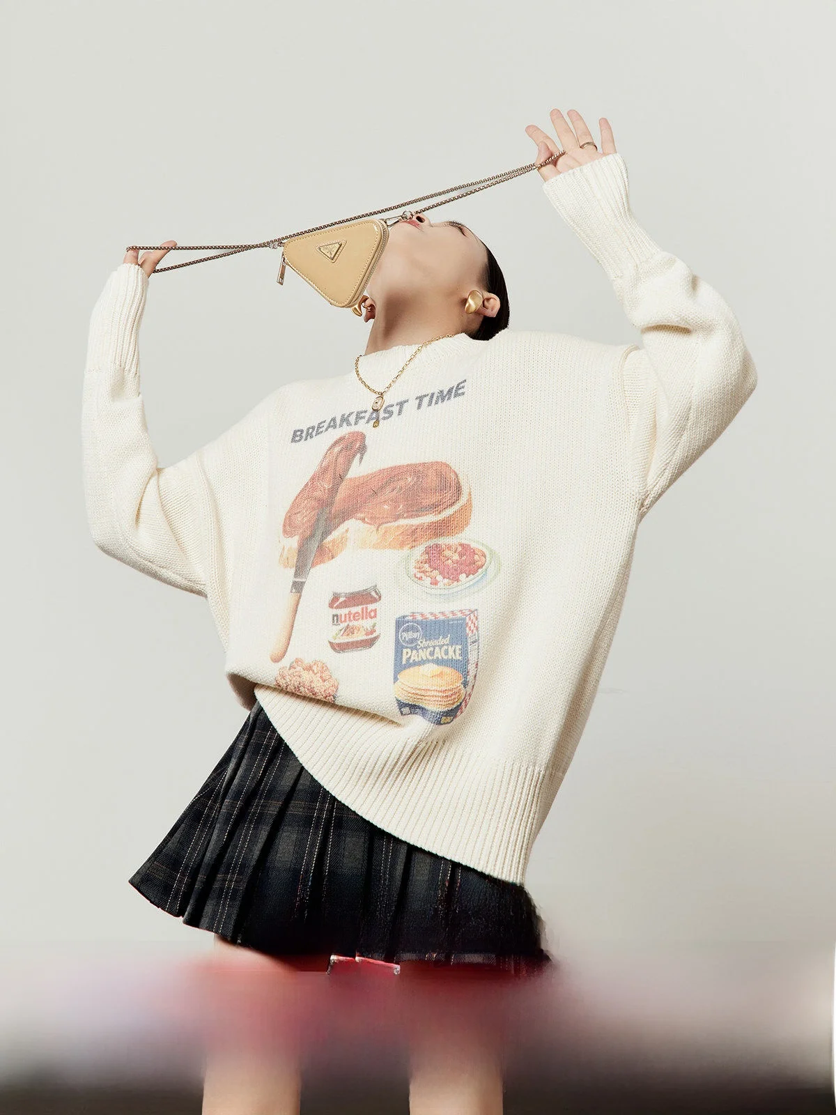 

Женский вязаный свитер Choco Toast белого цвета, свободного кроя, с длинными рукавами, с принтом в виде еды, новинка зимы, для повседневной носки