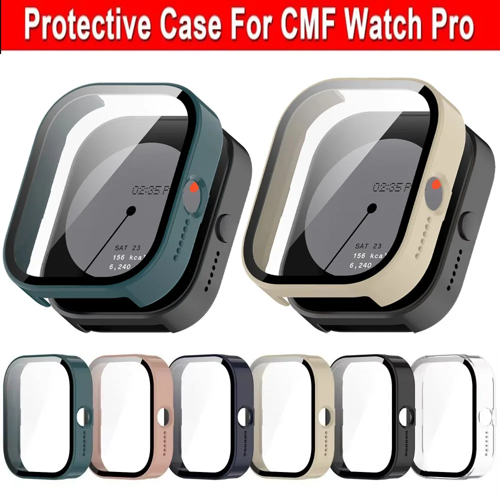 HD Tempered Glass+PC Case for CMF Watch Pro Full Coverage Bumper Screen Protector Shell for CMF by Nothing Watch Pro Accessories